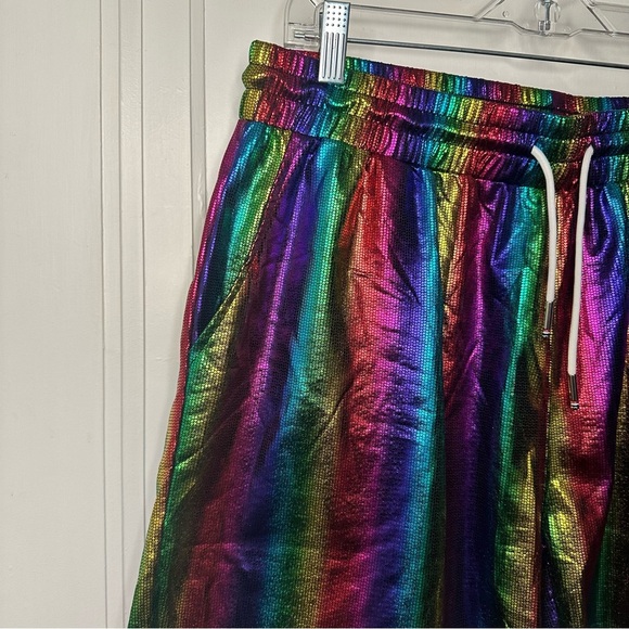 NWT Arjen Kroos Men's Metallic Holographic Shorts rainbow - Picture 5 of 12